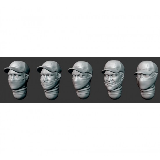 1/35 Russian Soldiers Head x5 In Buffs (Set 2)