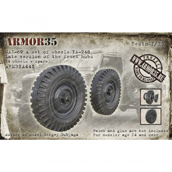 1/35 GAZ-69 Ya-248 Wheels (4pcs + Spare) Late Front Hubs version