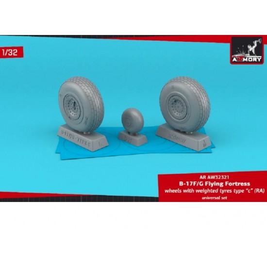 1/32 B-17F/G Flying Fortress Wheels w/Weighted Tyres Type C (RA) for HK Models