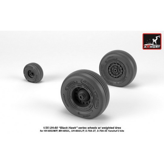 1/35 UH-60 Black Hawk Wheels w/Weighted Tyres for HH-60/MH-60/UH-60/S-70A kits
