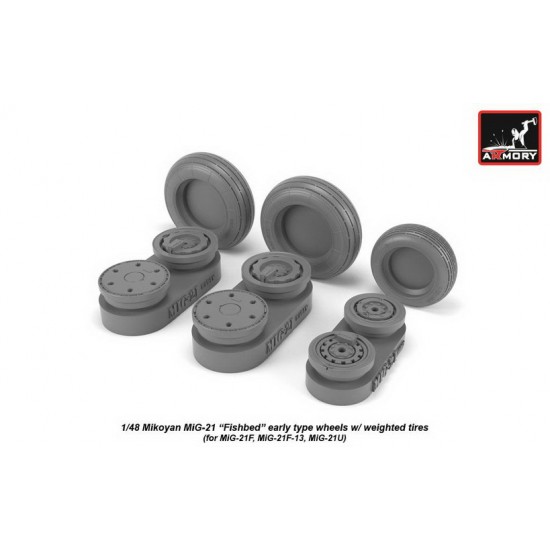 1/48 Mikoyan MiG-21F/F-13/U Fishbed Wheels w/Weighted Tyres (Early)