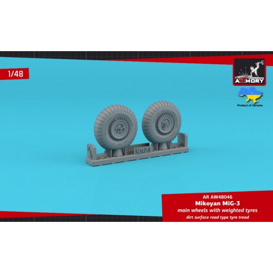 1/48 MiG-3 Main Wheels with Weighted Tyres (dirt surface road type tread)