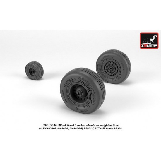 1/48 UH-60 Black Hawk Wheels w/Weighted Tyres for HH-60/MH-60/UH-60/S-70A kits