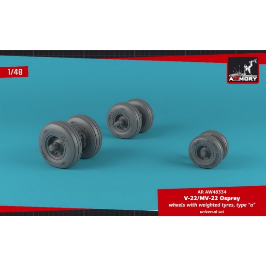 1/48 Bell Boeing OV-22 Osprey Wheels w/Weighted Tires Type "A"