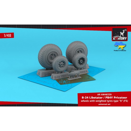 1/48 B-24 Liberator PB4Y Privateer Wheels w/Weighted Tyres Type "B" (FS)