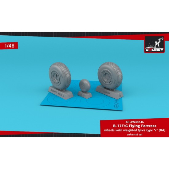 1/48 B-17F/G Flying Fortress Wheels w/Weighted Tyres Type C (RA) for Hasegawa/HK/Revell