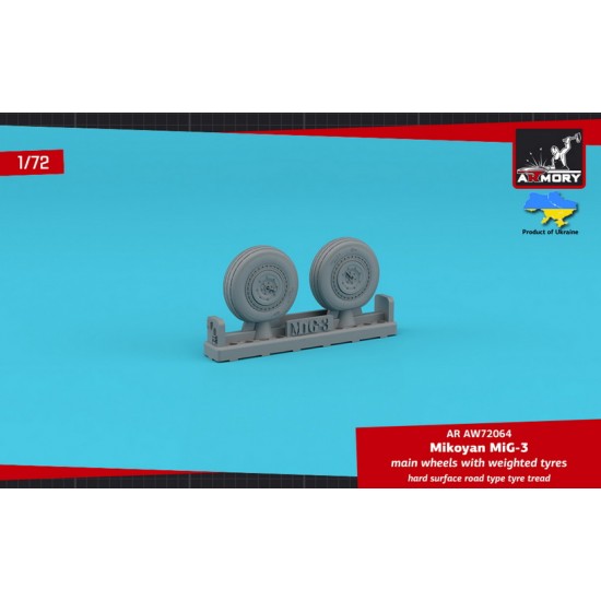 1/72 MiG-3 Main Wheels with Weighted Tyres (hard surface road type tread)