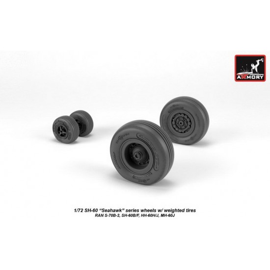 1/72 SH-60 Seahawk Wheels w/Weighted Tyres for RAN S-70B-2, SH-60B/F, HH-60H/J, MH-60J
