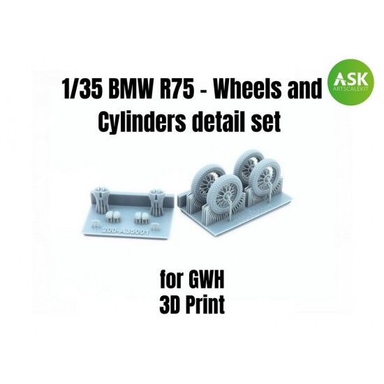 1/35 BMW R75 Wheels and Cylinders Detail set for Great Wall Hobby kit