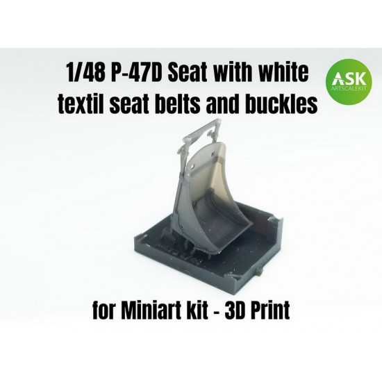 1/48 P-47D Seat with White Textil Seat Belts & Buckles for MiniArt