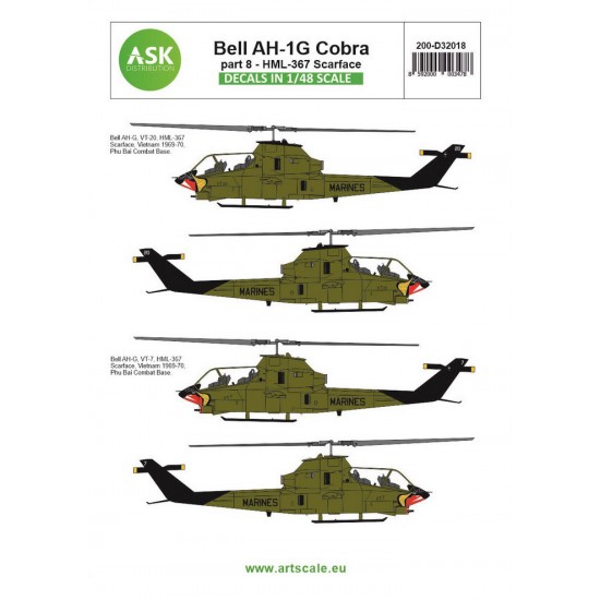 Decals for 1/32 Bell AH-1G Cobra part 8 - HML367 Scarface