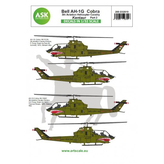 Decals for 1/32 Bell AH-1G Cobra Kentaur 3th Aviation Helicopter Cavalry Part 2