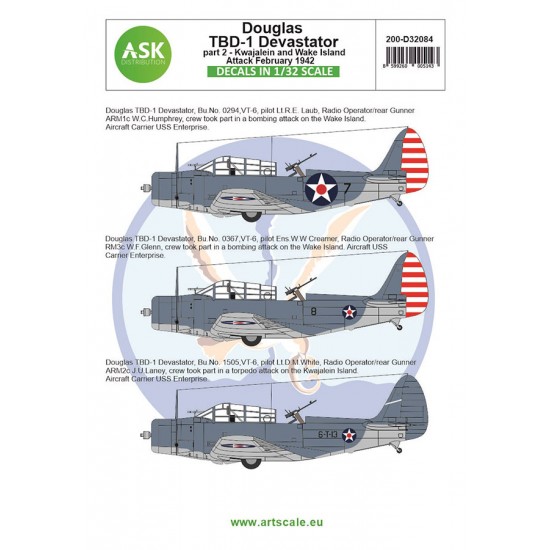 Decals for 1/32 Douglas TBD-1 Devastator Part 2 - Kwajalein & Wake Island Attack February 1942