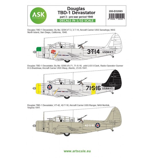 Decals for 1/32 Douglas TBD-1 Devastator Part 3 - Pre-War Period 1940