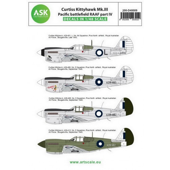 Decals for 1/48 Curtiss Kittyhawk Mk.III Pacific Battlefield RAAF part IV