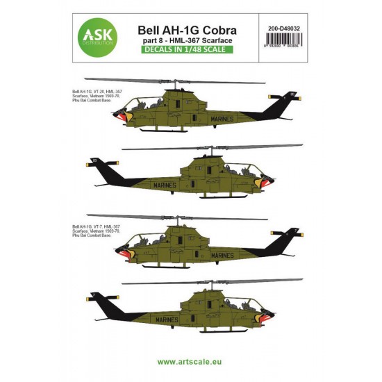 Decals for 1/48 Bell AH-1G Cobra part 8 - HML367 Scarface