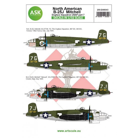 Decals for 1/48 B-25J Mitchell p7 - US Dogface Sq. Yahoudi Mediterranean