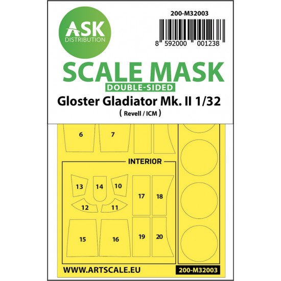 1/32 Gloster Gladiator Double-sided Paint Masking for Revell / ICM