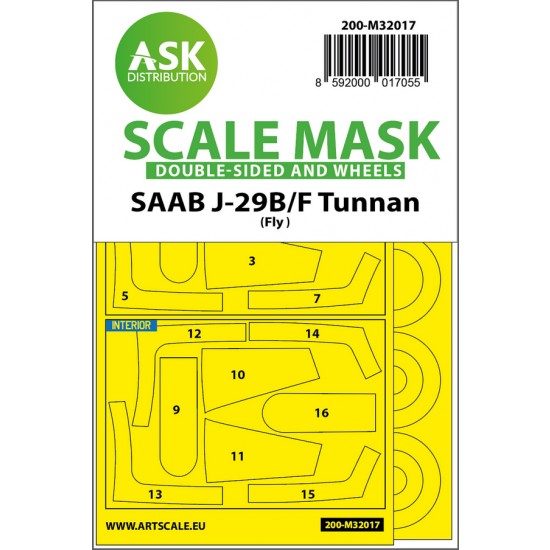 1/32 SAAB J-29B/F Double-sided Paint Maskings for Fly