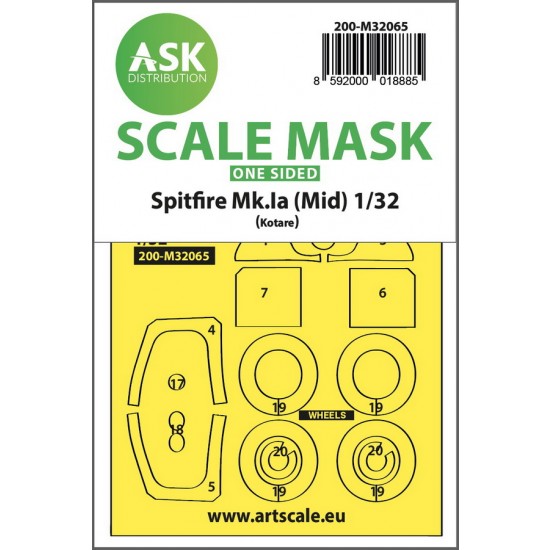 1/32 Spitfire Mk.Ia (mid) One-sided Express Fit & Self-adhesive Mask for Kotare kits