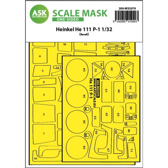 1/32 Heinkel He 111P-1 One-Sided Express Fit Mask for Revell