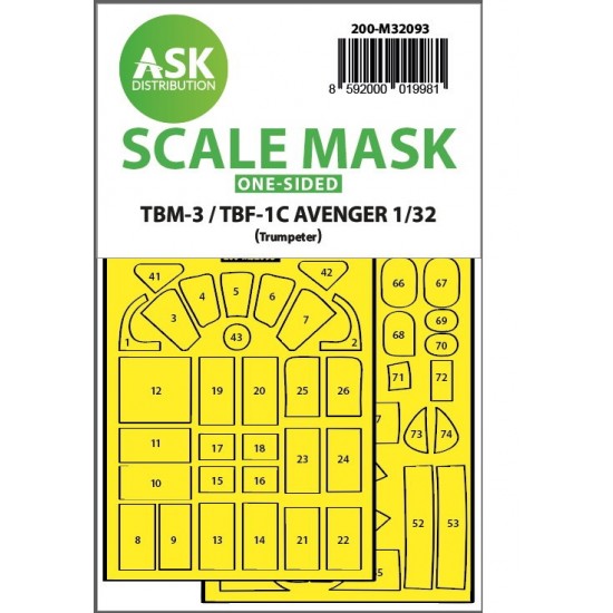 1/32 TBM-3/TBF-1C One-Sided Express Fit Mask For Trumpeter kit