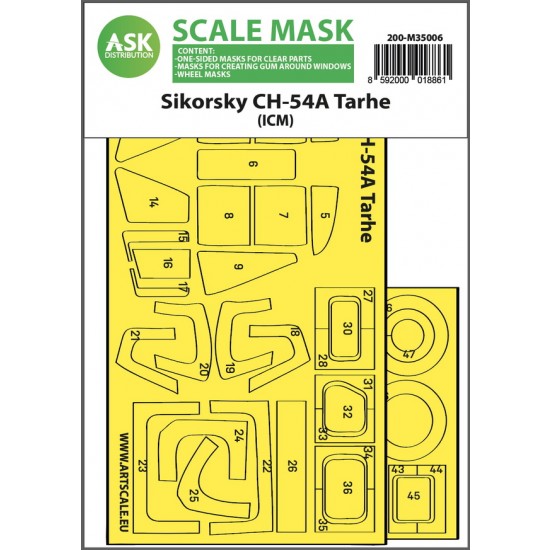 1/35 Sikorsky CH-54A Tarhe One-sided Express fit Masking for ICM kits