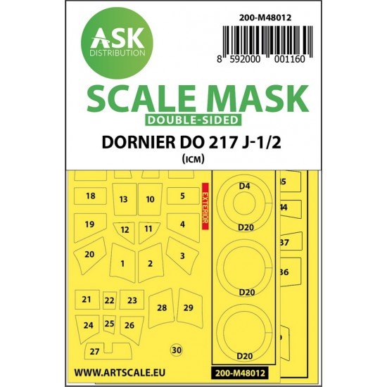 1/48 Dornier Do 217J-1/2 Double-sided Paint Masking for ICM