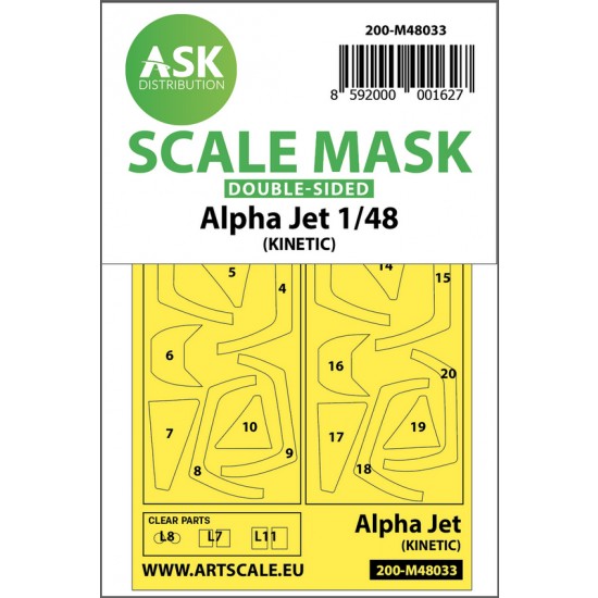 1/48 Alpha Jet Double-sided Paint Masking for Kinetic kits