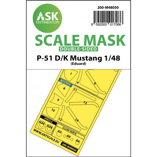 1/48 P-51D/K Mustang Double-sided Paint Masking for Eduard kits