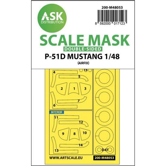 1/48 P-51D Mustang Double-sided Paint Masking for Airfix kits