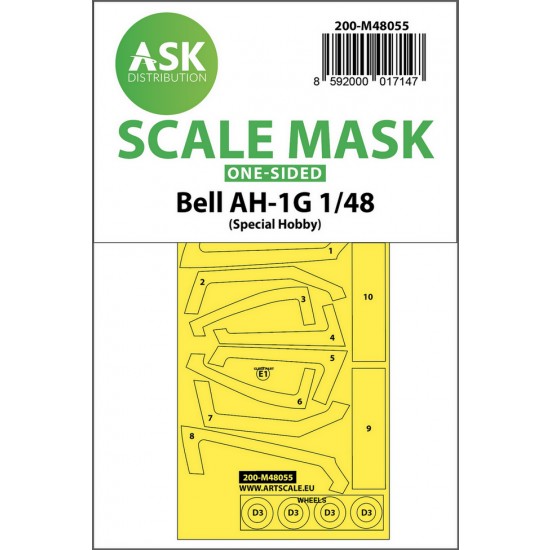 1/48 Bell AH-1G One-sided Paint Masking for Special Hobby kits