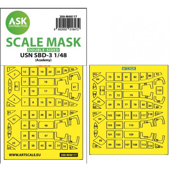1/48 USN SBD-3 Double-sided Express Masking for Academy kits