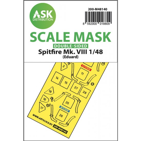 1/48 Spitfire Mk.VIII Double-sided Express fit Masking for Eduard kits