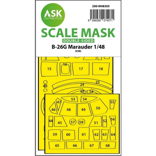 1/48 B-26G Marauder Double-Sided Express Fit Mask for ICM kit