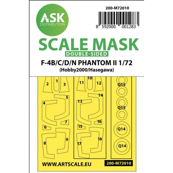 1/72 F-4B/C/D/N Phantom II Double-sided Paint Masking for Hasegawa / Hobby2000