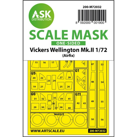 1/72 Vickers Wellington Mk.II One-sided Paint Masking for Airfix