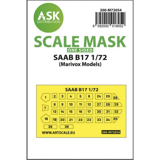 1/72 SAAB B17 One-sided Painting Express Masking for Marivox kits