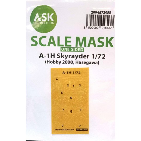 1/72 A-1H Skyrayder One-sided Painting Express Masking for Hobby2000 / Hasegawa kits
