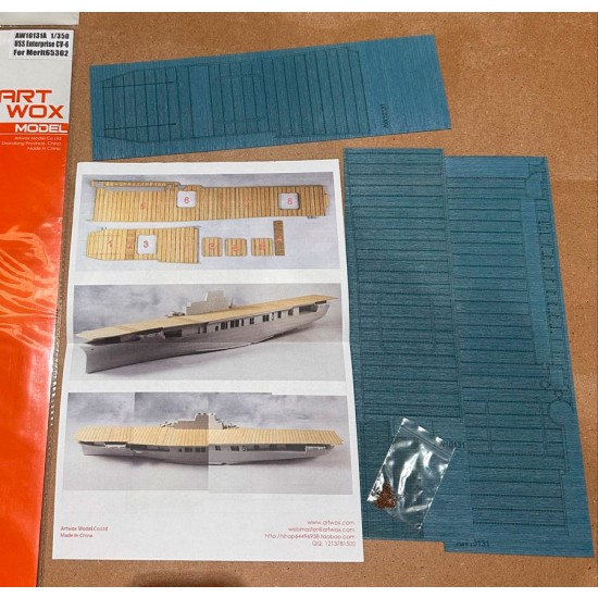 1/350 USS Enterprise CV-6 Wooden Deck Set (Blue Deck) for Merit kit #65302