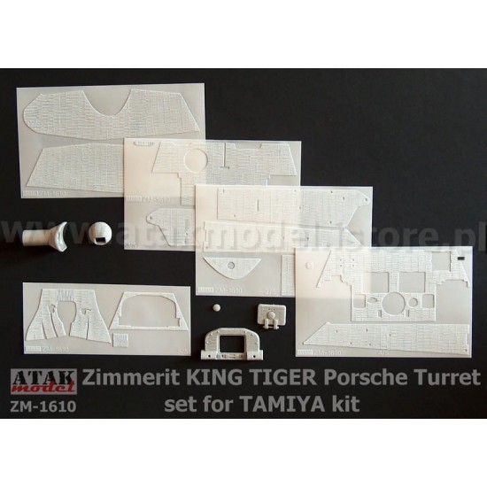 1/16 King Tiger Porsche Turret Zimmerit set for Tamiya kits