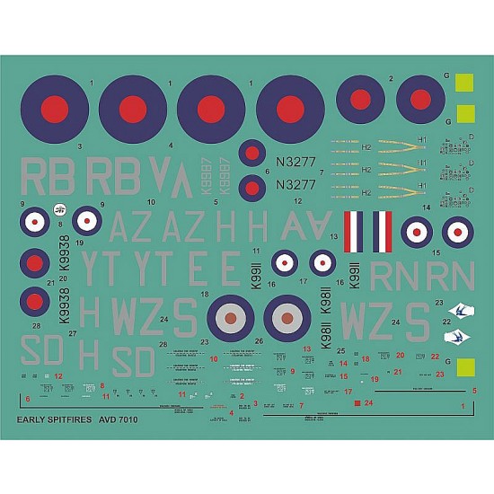 Decals for 1/72 Supermarine Spitfire Mk. I Early