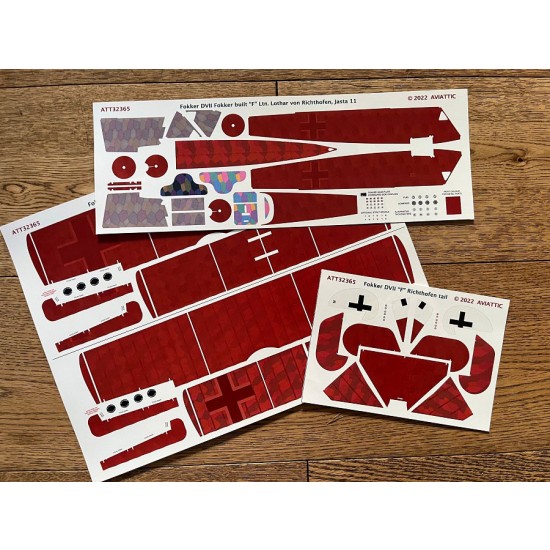 Decals for 1/32 Fokker DVII (Fokker built) Ltn Lothar von Richthofen, Jasta 11 (red)