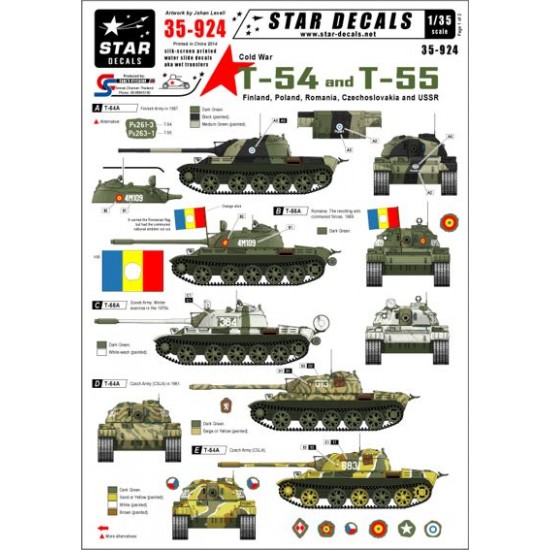 Decals for 1/35 Cold War Russian T-54 and T-55 (Finland/Poland/Romania/Cz/USSR)