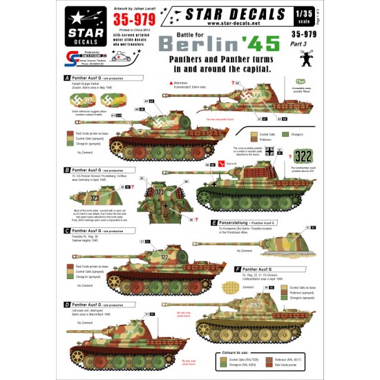 Decals for 1/35 Berlin Panthers and Panther Turms in and around the Capital