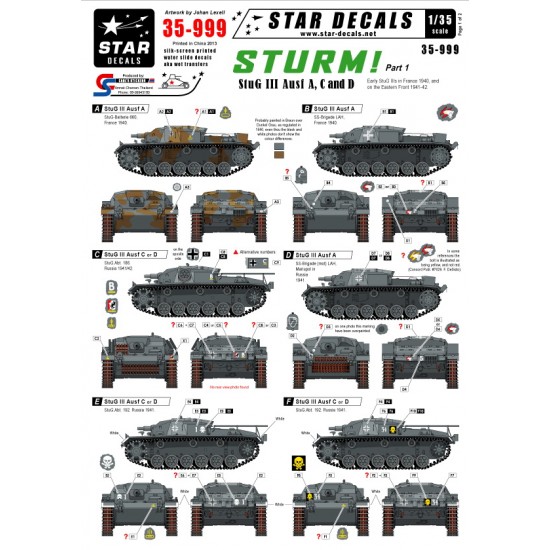 1/35 Sturm Decals #1 for StuG.III Ausf.A/C/D in France 1940 / Eastern Front 1941-42