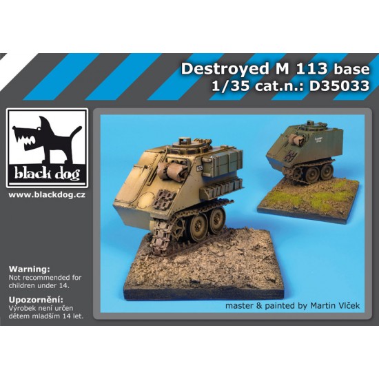 1/35 Destroyed M113 Armoured Personnel Carrier Diorama Base (Dimensions: 85 x 75mm)