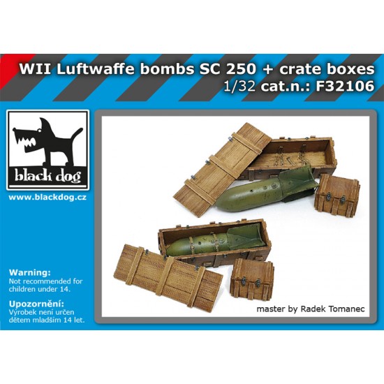 1/32 WW II Luftwaffe Bomb SC 250 & Crate Boxes