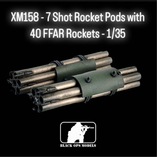 Rat Shot Rockets 1/35 XM158 - 7 Shot Rocket Pods with 40 FFAR Rockets Kit Black Ops 4021
