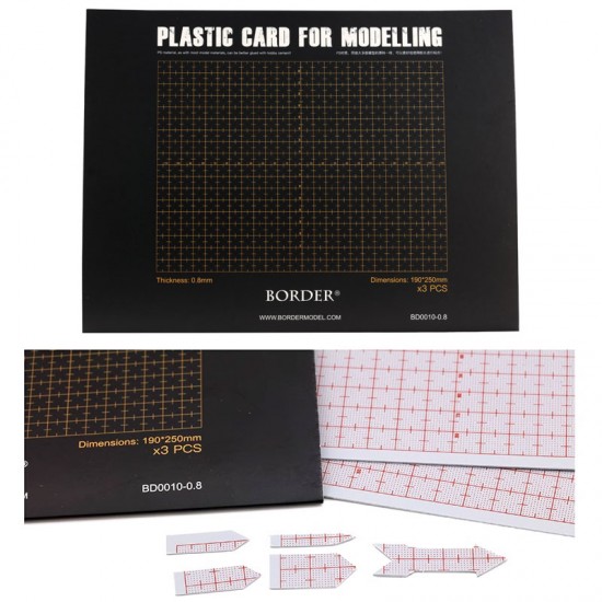 Plastic Card for Modelling Thickness: 0.8mm (190 x 250mm, 3pcs)
